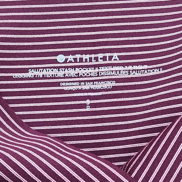 ATHLETA Salutation Stash Pocket II 7/8 Tight Women's Size Small Purple Yoga Gym - Picture 4 of 6